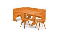 mobila italia, set masa cu coltar 4 scaune, stil tirolez, lemn masiv