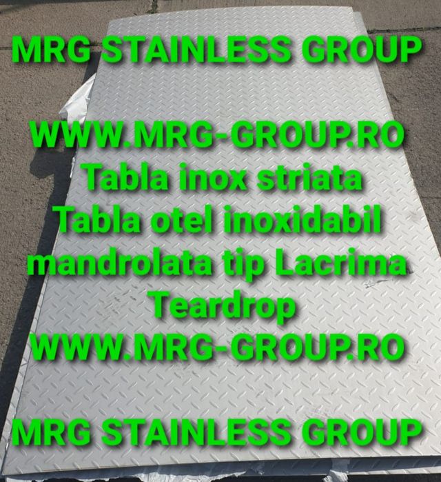 Tabla inox striata 3x1000x2000 lacrima Mandorla antiderapant aluminiu