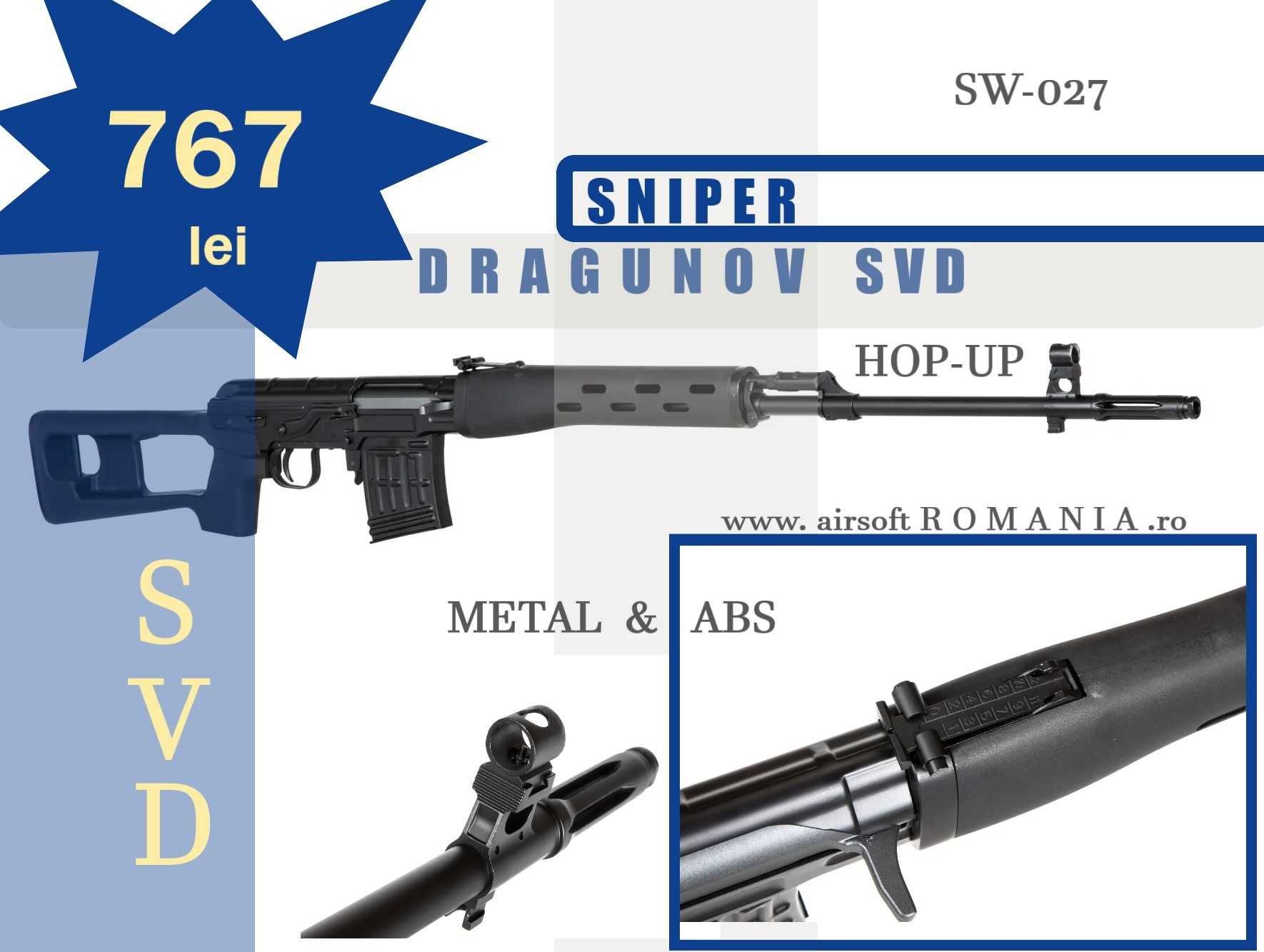 Pusca SNIPER   D R A G U N O V   SVD  METAL SW-027 airsoft