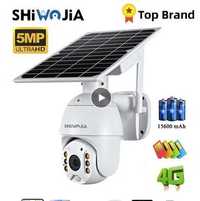 Camera de Supraveghere SHIWOJIA 4G SIM Card, 5MP cu Panou Solar