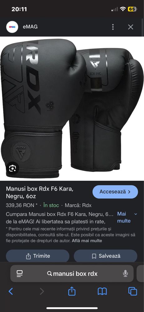 Mănuși de box RDX F6 Kara, mărime 14oz – noi!