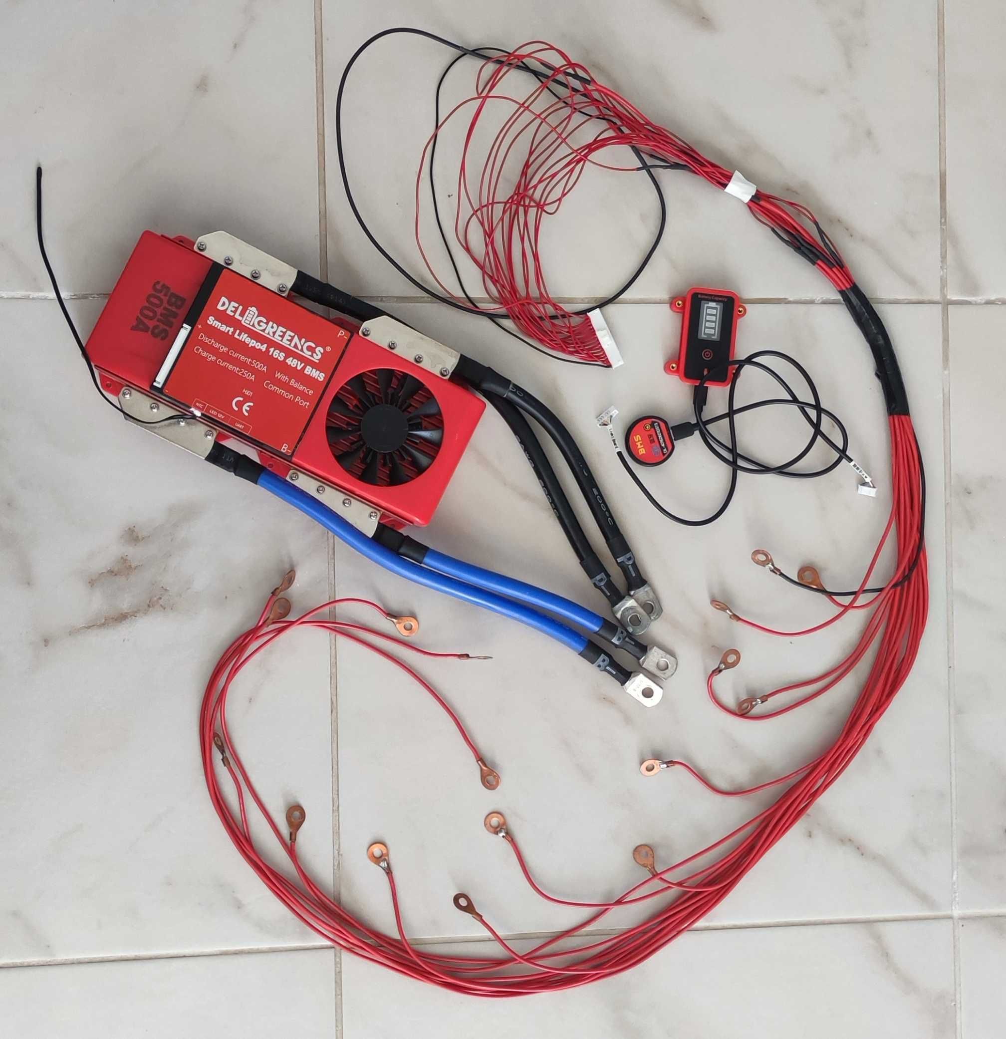 Daly BMS 16S 48V 500A LiFePO4 Smart с вентилатор и Bluetooth модул.