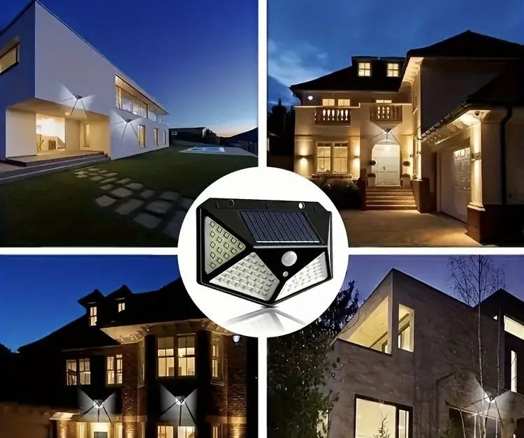 OFERTĂ!Lampă cu panou solar 100 LED-URI/aprindere la senzor de mișcare