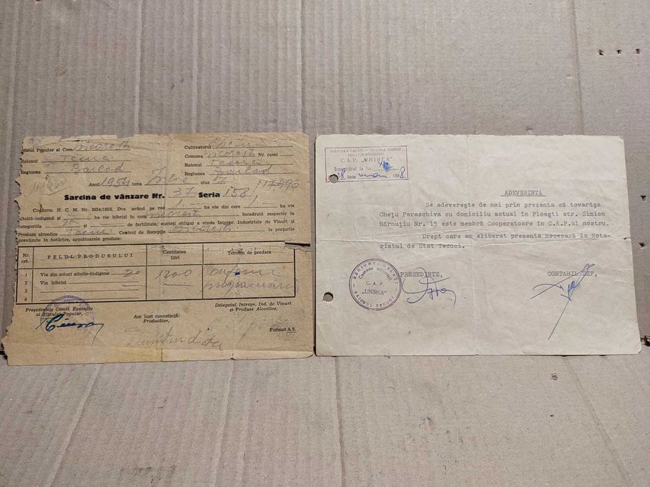 Certificate, adeverinte, chitante, diferite extrase, etc.