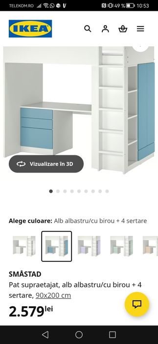 Pat supraetajat. 90x200cm