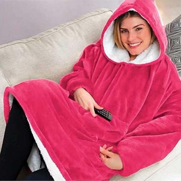 Оригинално ! Плюшено Пухкаво Одеяло с Ръкави и Качулка Huggle Hoodie