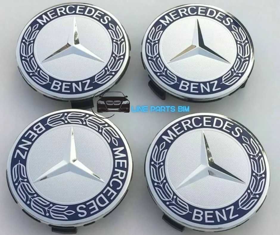 Capace Roti Sigle Embleme Jante Mercedes 75mm Albastru / Negru / Star