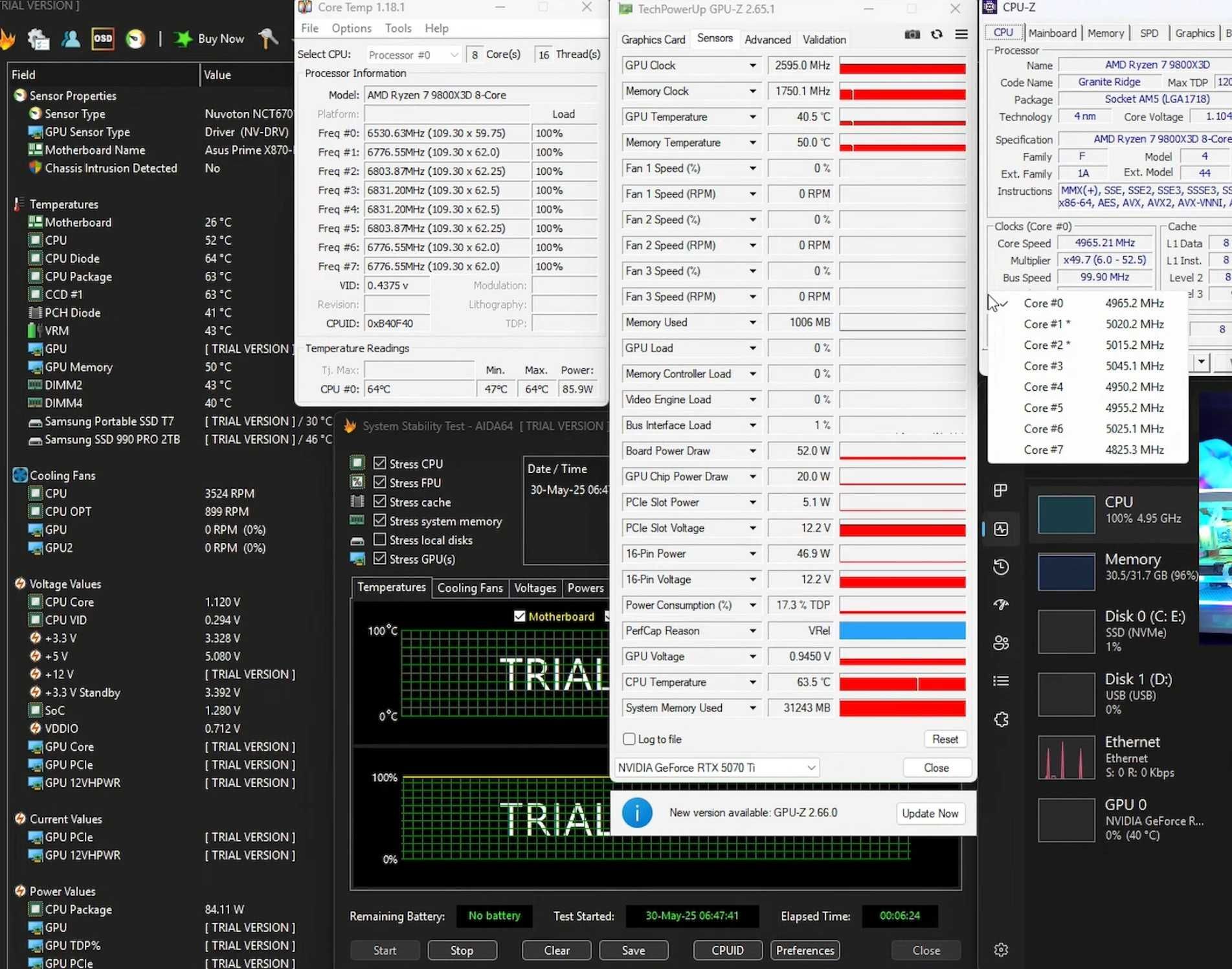 PC Ryzen 7 9800x3D, 32Gb, SSD 2Tb, RTX 5070ti