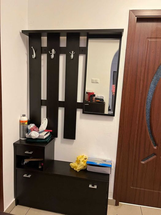 VAND PANTOFAR cu  3 nivele SI CUIER  cu  oglinda  wenge