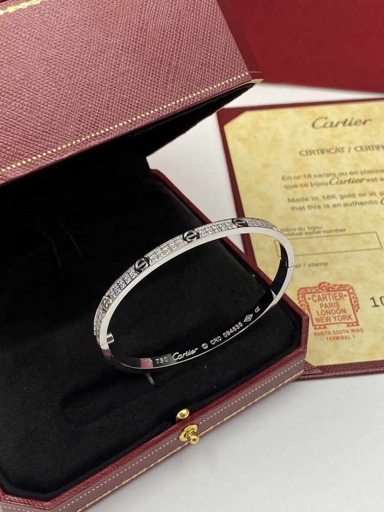 Brățară Cartier LOVE 19 White Gold 750 Small Diamonds Full Box
