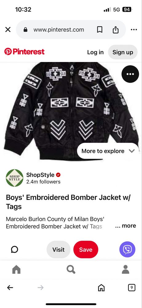 Marcelo Burlon : Boys Embroidered Jacket - Детско яке 12г/ Оригинал