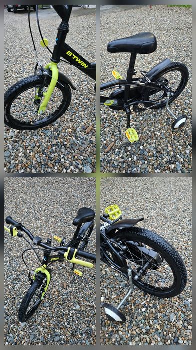 Bicicleta copii Btwin Robot 500 16" + casca + rotile ajutatoare Cube