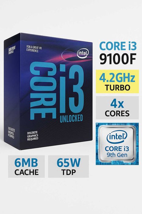 Intel core i3 9100F 4 yadro soket 1151v2 holati ideal + Garantiya