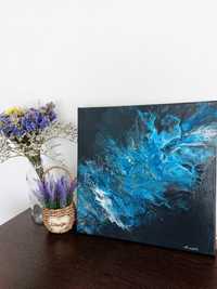 Vând tablou abstract, decorativ albastru 40x40 cm