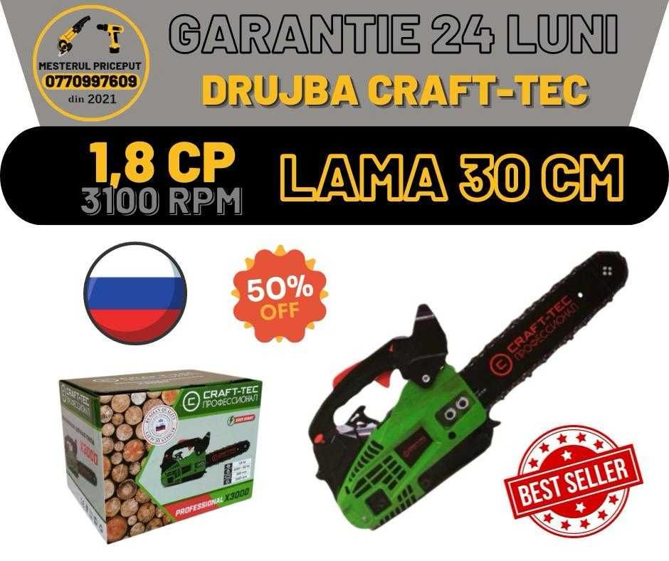 Drujba benzina CraftTec X3000 Motofierastrau Lama 30cm 1.8CP 3100RPM