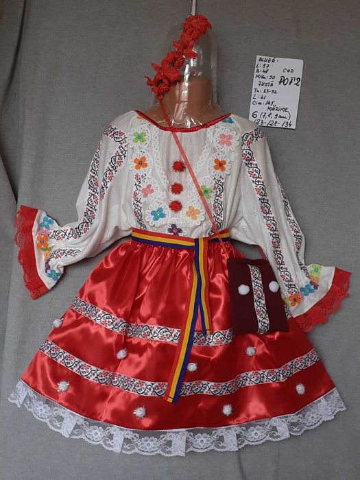 Costum popular pentru copii marimea 6 (7-8-9 ani)