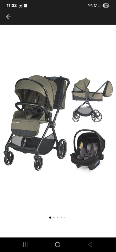 Carucior 3 in 1 Coccolle Lissia cu trei piese distincte