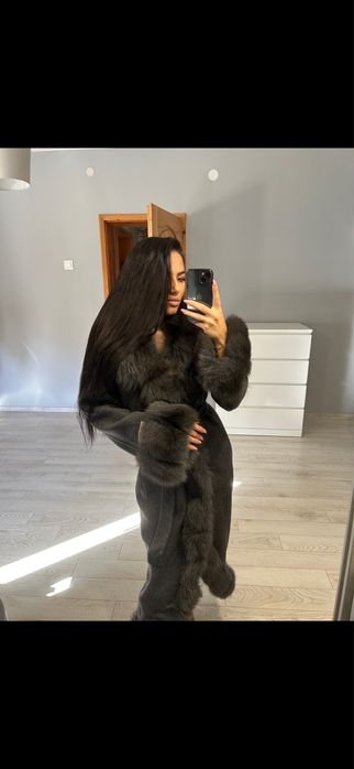 Палто от вълна алпака и естествен косъм