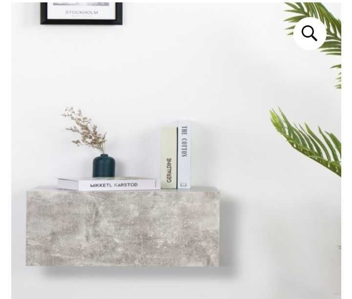 Нощно висящо шкафче -индустриално -50 см ширина в цвят бял ,светъл дъб