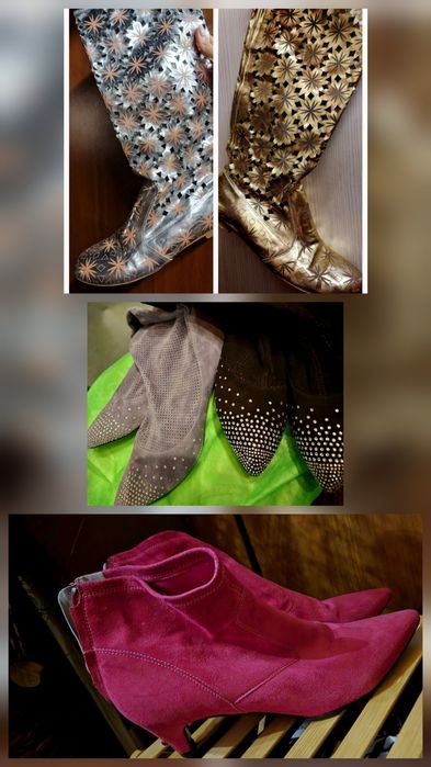 Летни ботуши от велур и естествена кожа