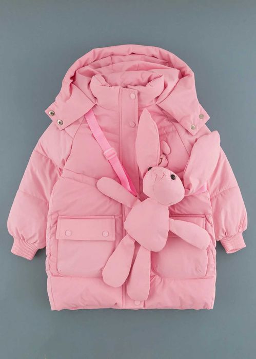 Детско яке с аксесоар зайче, Розов Цвят
