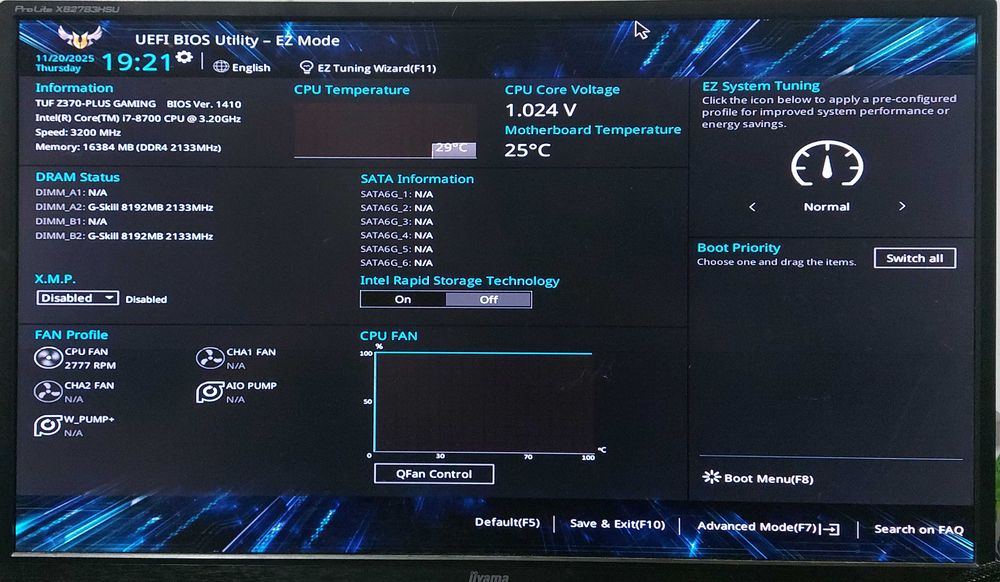 KIT i7 8700 3.2GHz  + ASUS TUF Z370-PLUS GAMING + Cooler