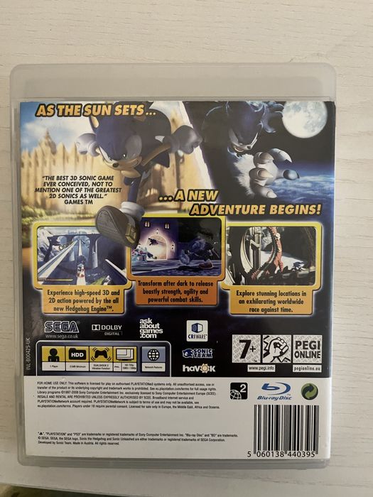 Sonic Unleashed Playstation 3 Игра