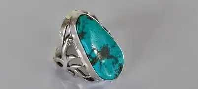Серебряное кольцо с красивым камнем БИРЮЗА, разм.20.