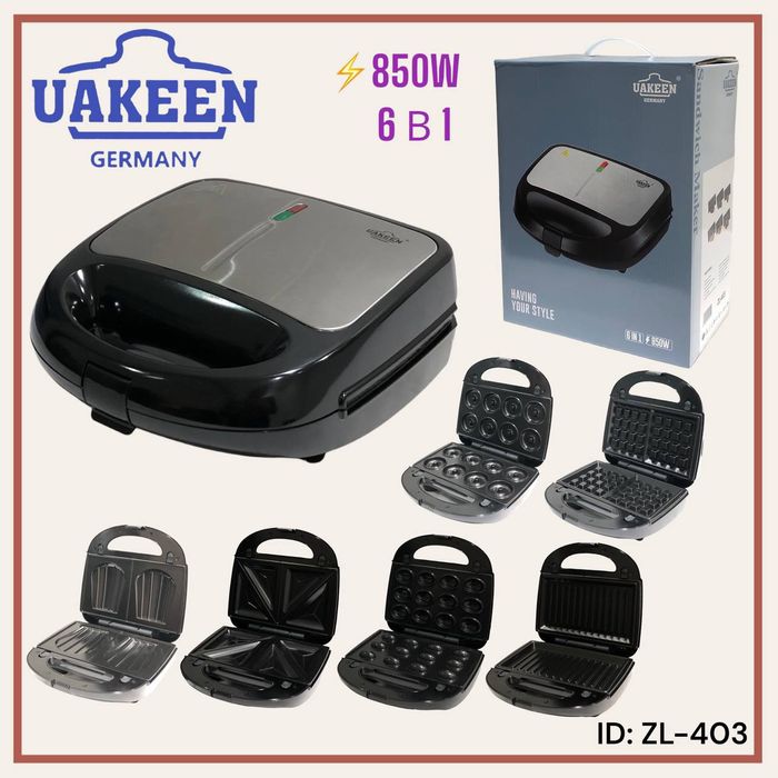 Тостер Гриль Вафельница 6в1 UAKEEN ZL-403 Vafelnitsa Орешница сендвич
