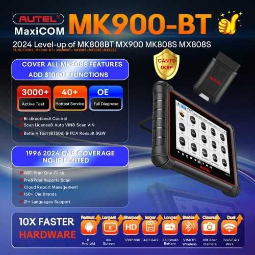 Tester auto profesional Autel MaxiCOM MK900-BT MK900BT Limba Romana