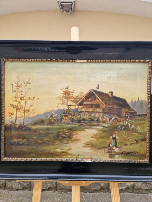 Превъзходна антикварна майсторска картина масло върху платно