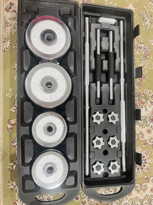 Набор гантелей разборные вес 50 кг, хромированное покрытие