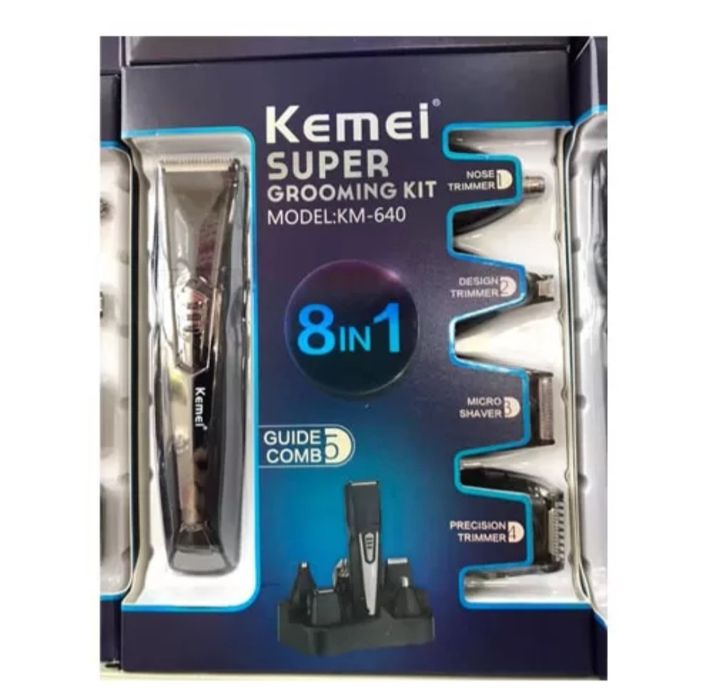 Безжична машинка за подстригване 8 в 1 Kemei KM-640, с аксесоари