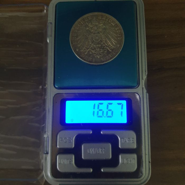 Monedă 3 Mărci 1909 argint