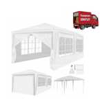 Cort pavilion pentru gradina 3x6m,cu 6 pereti laterali,ferestre,alb