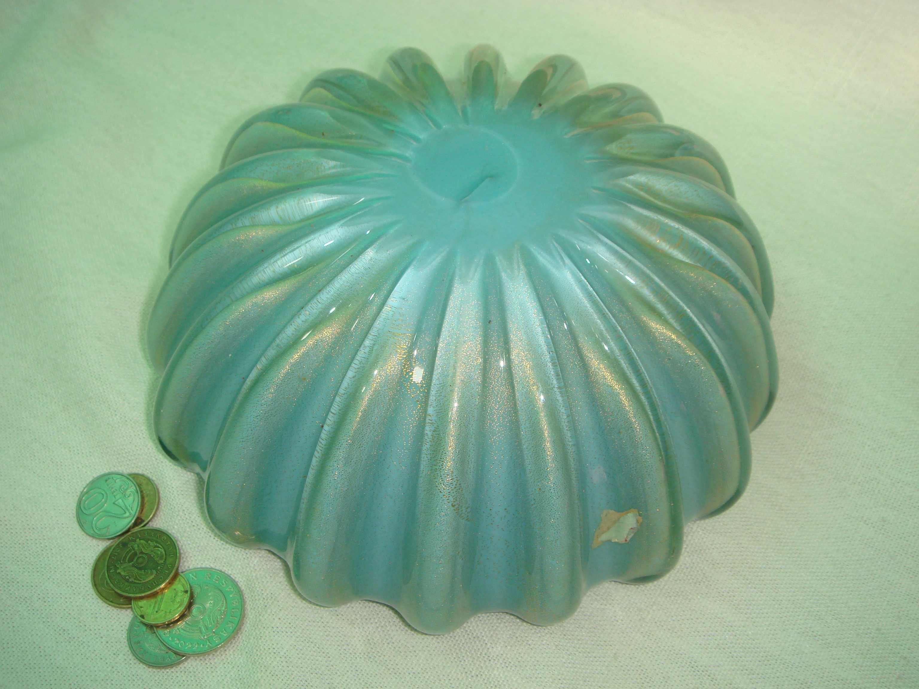 Декоративная ваза конфетница антик Германия 1950-х г. Голубое Золото