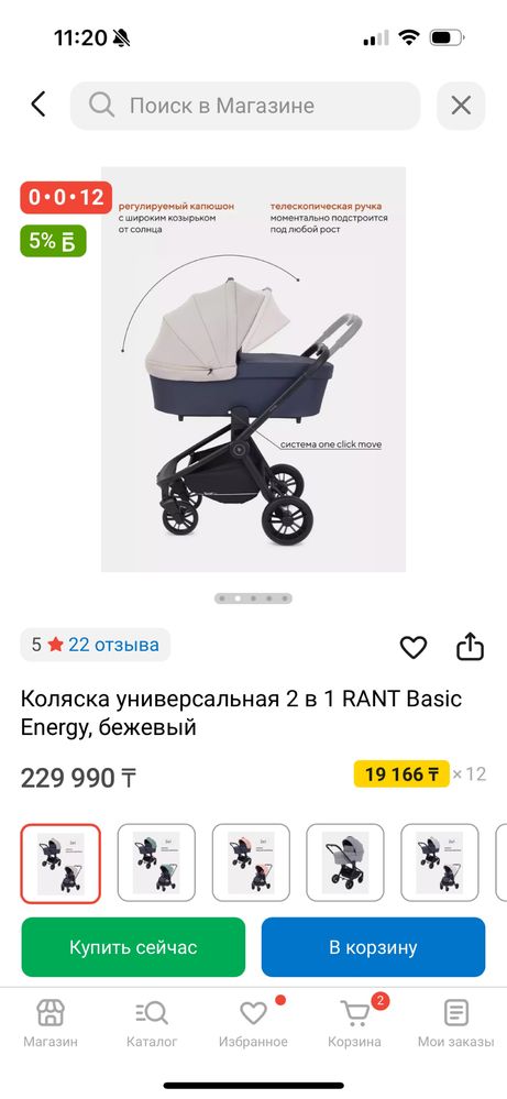 Коляска 2в1 Rant Basic Energy