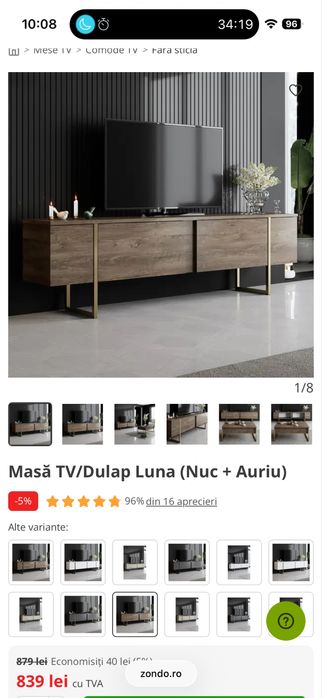 Vand set comoda tv + masuta de cafea lemn de nuc