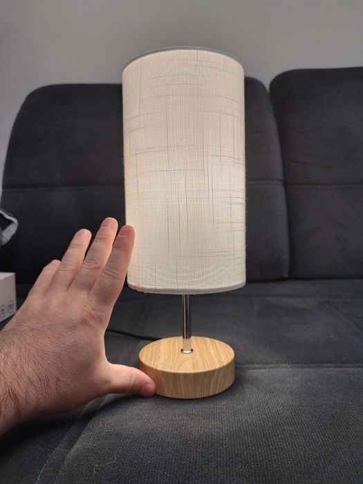 Lampă de masă tactilă dimabilă HSLighting 34.5 cm, cu abajur textil