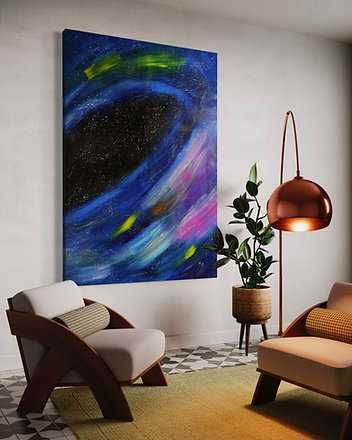 Картина абстрактная холст масло модерн живопись современная космос