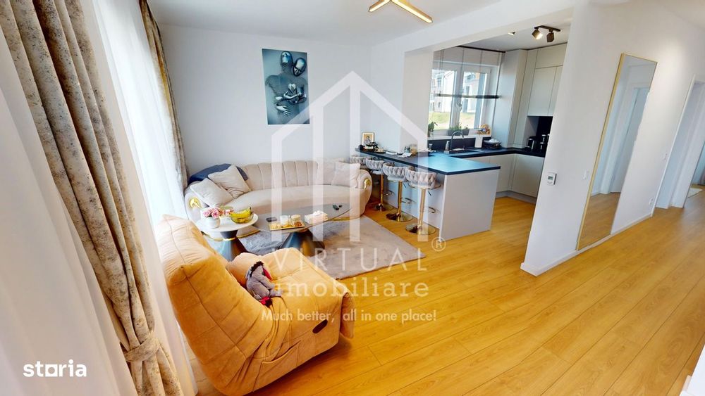 Ap cu 2 camere, 54mp utili, balcon, mobila, parcare, Cristian