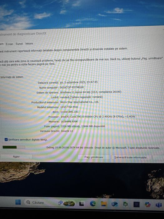 Laptop MSI GF 65  de gaming