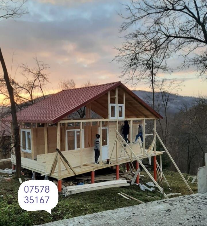 Realizăm cabane din lemn stil casa sau Aframe folosind materiale de bu