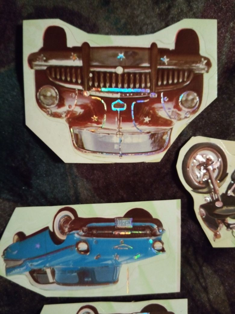 4 Abțibilduri vechi - Mașini și motocicleta