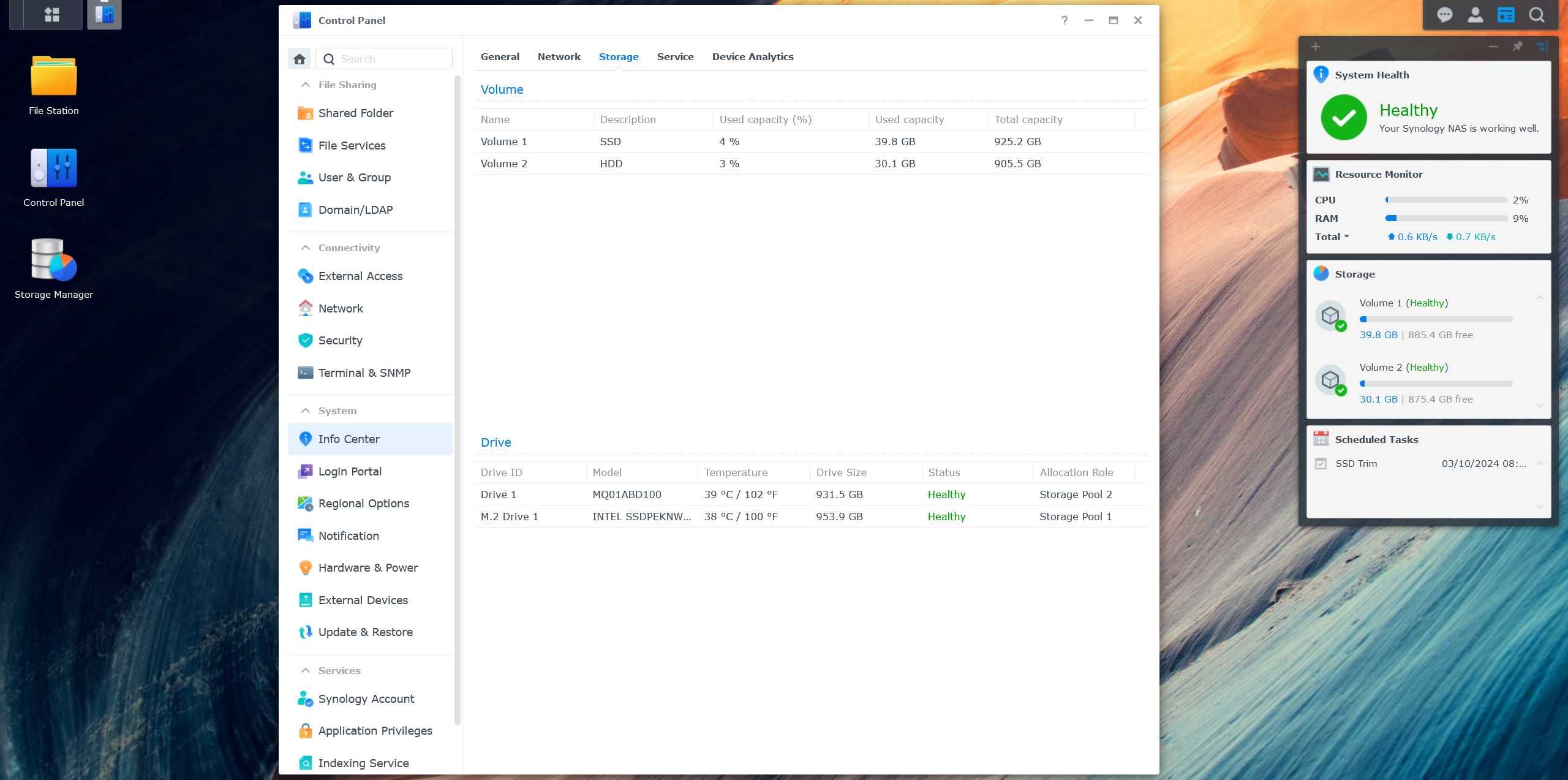 2 x 1TB SSD & HDD Silent Mini NAS/MediaServer, 4GB RAM, GigabitLAN