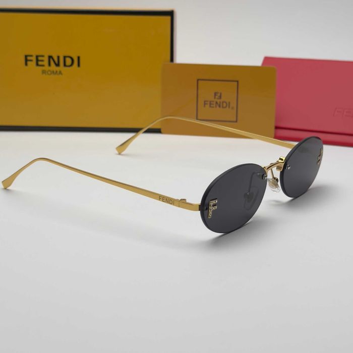 Дамски слънчеви очила Fendi Roma Oval Gold Edition черно и кафяво