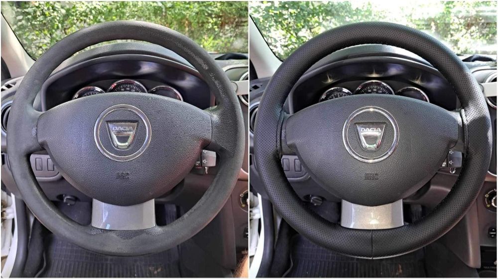 Husa volan cu ac si ata piele cu gaurele Premium marime 39cm turism