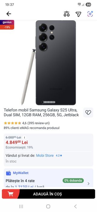 Vând Samsung S25 Ultra de 256 mb.