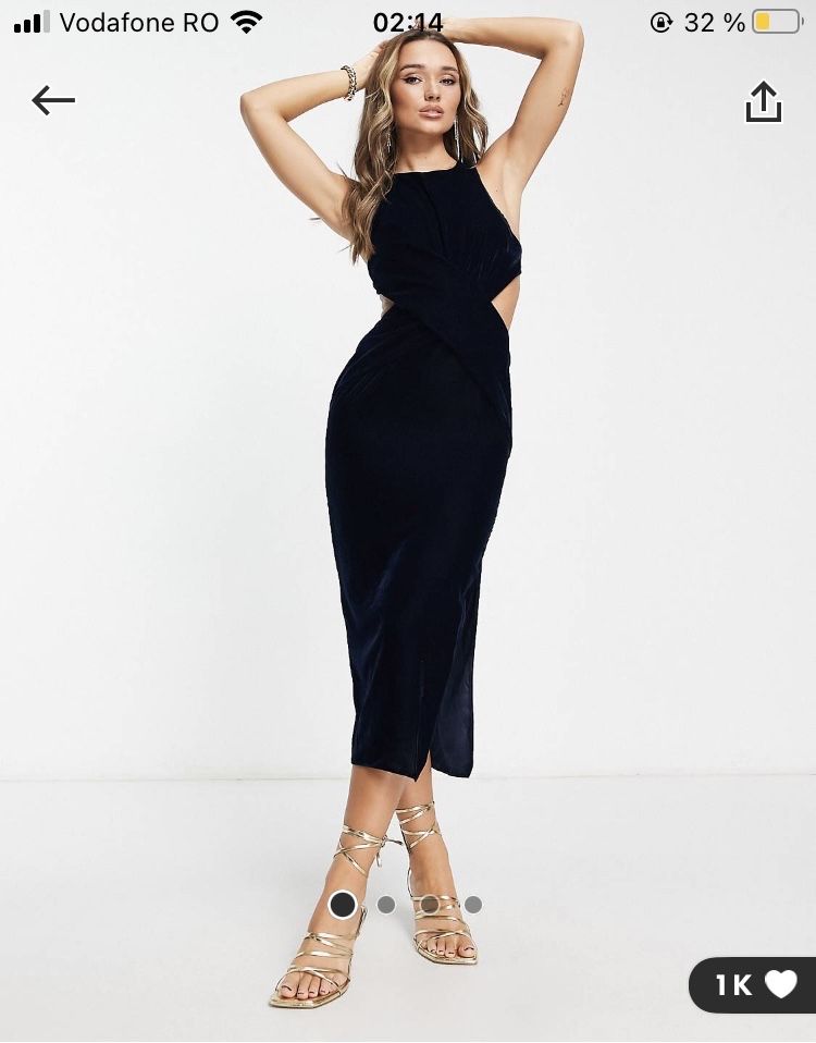 Rochie ASOS cu spatele gol, mărimea XS