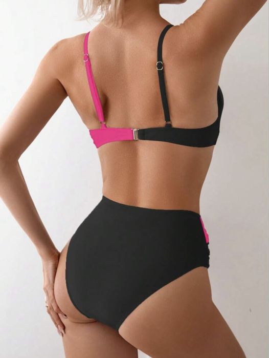 Coatum de baie roz/negru marime M